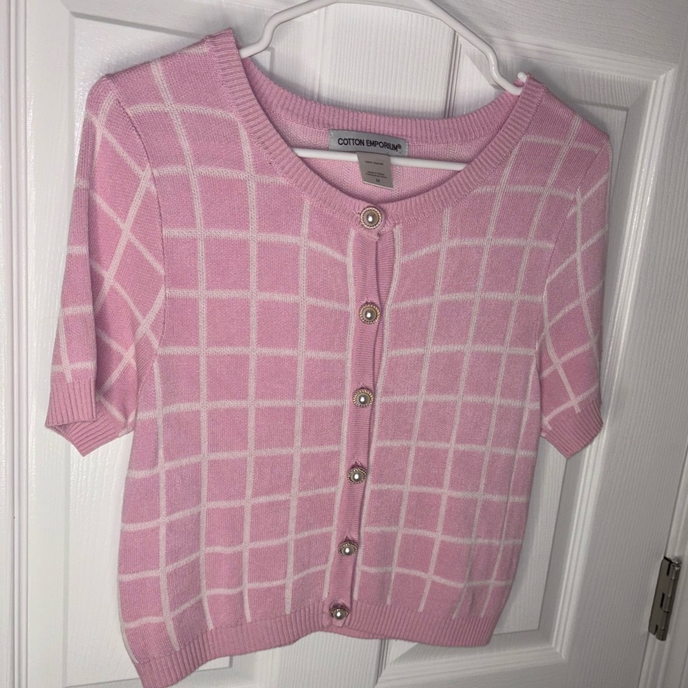 Pink Cotton Emporium Top w/ Pearl Buttons - Size Medium
